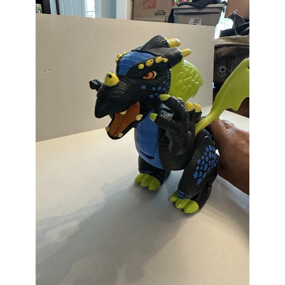 Mattel Roaring Dinosaur Trigger Action 2005 Blue Green Yellow - Picture 8 of 8